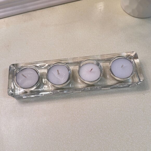 4 Piece Votive Candle Heavy Clear Glass Holders 9x2.5 inch - Picture 5 of 5